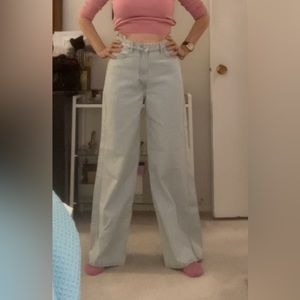 Zara light blue wide leg high waisted jeans size 40